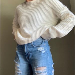 Ardene White Knit Crew Sweater